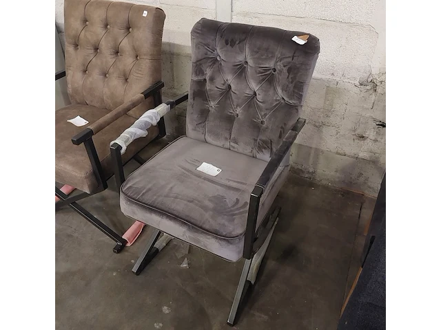 Eetkamerstoel luxe beige leer, zazuhome - afbeelding 2 van  5