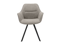 Eetkamerstoel roos gemeleerd bruin bloq stof met armleuning - afbeelding 1 van  5