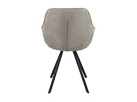 Eetkamerstoel roos gemeleerd bruin bloq stof met armleuning - afbeelding 2 van  5