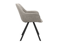 Eetkamerstoel roos gemeleerd bruin bloq stof met armleuning - afbeelding 3 van  5