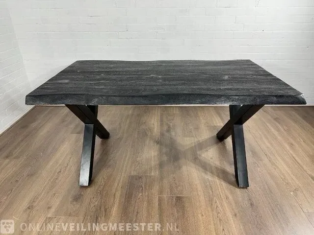 Eetkamertafel – acaciahout – zwart x – poten - afbeelding 3 van  6