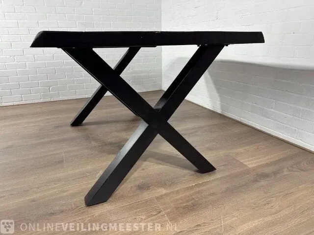 Eetkamertafel – acaciahout – zwart x – poten - afbeelding 6 van  6