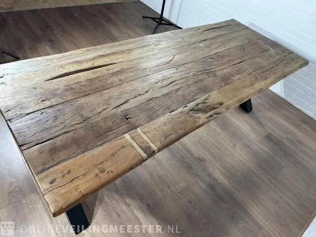 Eetkamertafel – acaciahout – zwart x – poten - afbeelding 3 van  7