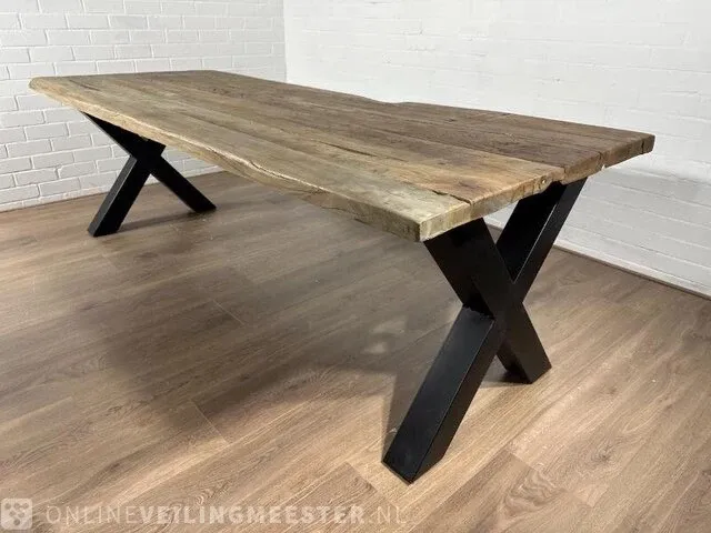 Eetkamertafel – acaciahout – zwart x – poten - afbeelding 4 van  7