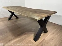 Eetkamertafel – acaciahout – zwart x – poten - afbeelding 4 van  7