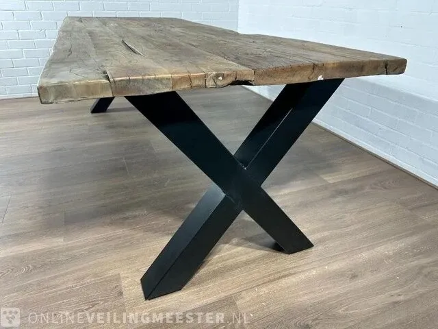 Eetkamertafel – acaciahout – zwart x – poten - afbeelding 5 van  7