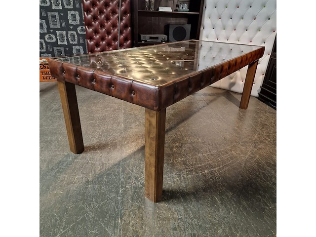 Eetkamertafel chesterfield, caleb, bruin - afbeelding 1 van  2