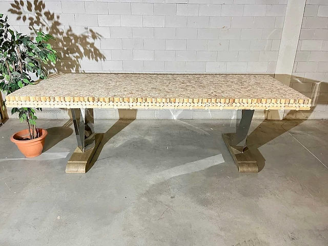 Eetkamertafel "driftwood" 270 cm met glasplaat - afbeelding 1 van  12