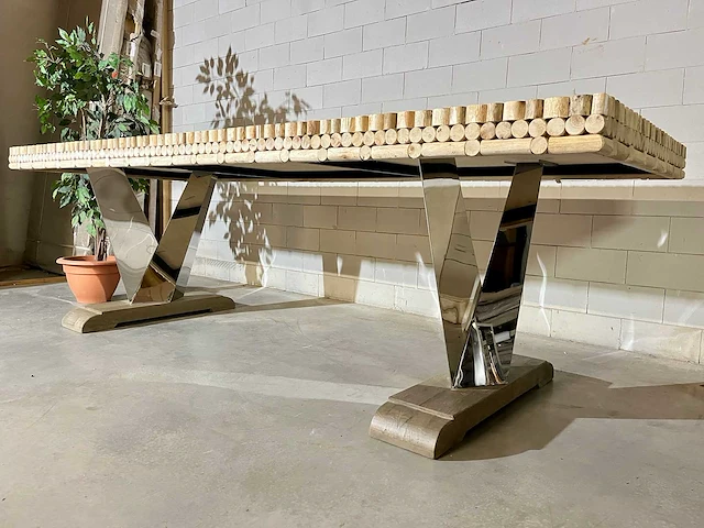 Eetkamertafel "driftwood" 270 cm met glasplaat - afbeelding 5 van  12