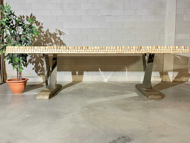 Eetkamertafel "driftwood" 270 cm met glasplaat - afbeelding 7 van  12