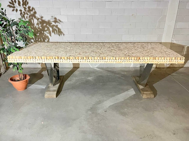 Eetkamertafel "driftwood" 270 cm met glasplaat - afbeelding 2 van  9