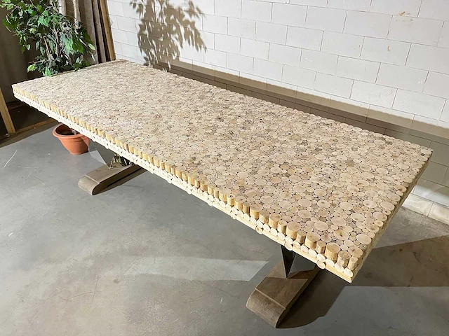 Eetkamertafel "driftwood" 270 cm met glasplaat - afbeelding 5 van  9