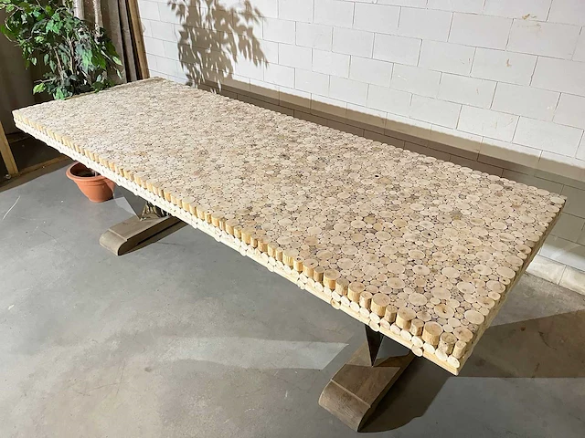 Eetkamertafel "driftwood" 270 cm met glasplaat - afbeelding 7 van  11