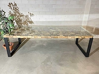 Eetkamertafel "driftwood" 270 cm met zwart onderstel