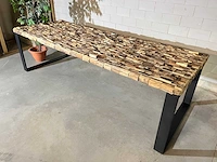 Eetkamertafel "driftwood" 270 cm met zwart onderstel - afbeelding 10 van  15