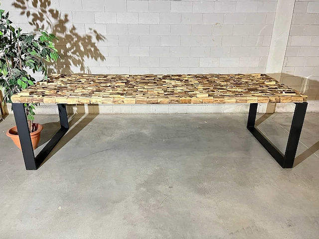 Eetkamertafel "driftwood" 270 cm met zwart onderstel - afbeelding 9 van  15