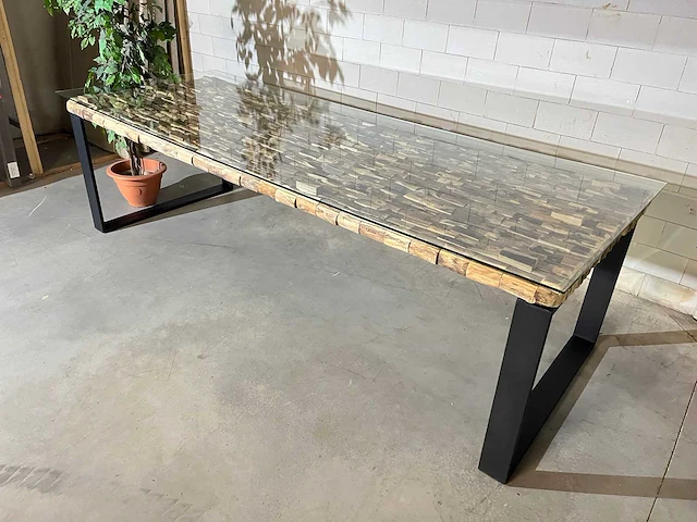 Eetkamertafel "driftwood" 270 cm met zwart onderstel - afbeelding 11 van  15