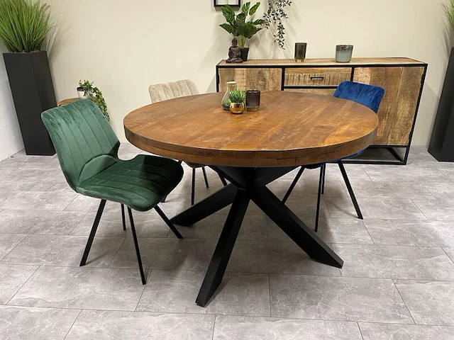 Eetkamertafel mangohout, bruin, 2024 - afbeelding 1 van  3