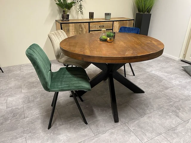 Eetkamertafel mangohout, bruin, 2024 - afbeelding 2 van  3
