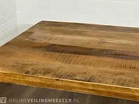 Eetkamertafel – mangohout – zwart metalen spinpoot - afbeelding 5 van  6