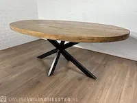 Eetkamertafel – mangohout – zwart metalen spinpoot - afbeelding 1 van  6