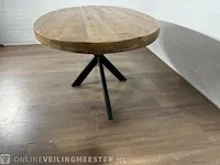 Eetkamertafel – mangohout – zwart metalen spinpoot - afbeelding 3 van  6