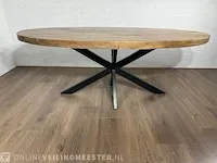 Eetkamertafel – mangohout – zwart metalen spinpoot - afbeelding 4 van  6