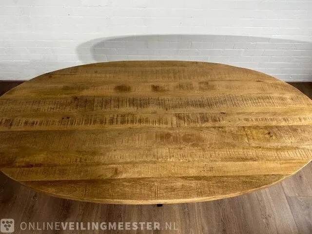 Eetkamertafel – mangohout – zwart metalen spinpoot - afbeelding 5 van  6