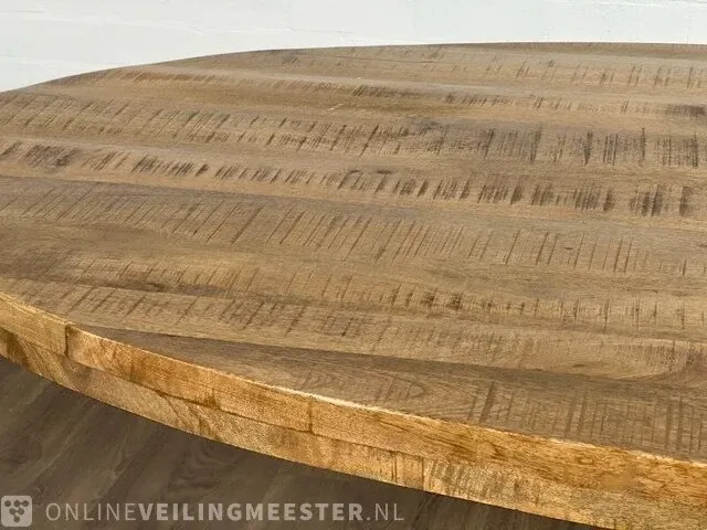 Eetkamertafel – mangohout – zwart metalen spinpoot - afbeelding 6 van  6