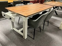 Eetkamertafel met 4 stoelen 60x57x82cm, zithoogte 47cm, tafel heeft 2x lade aan de kopse kant. - afbeelding 6 van  13