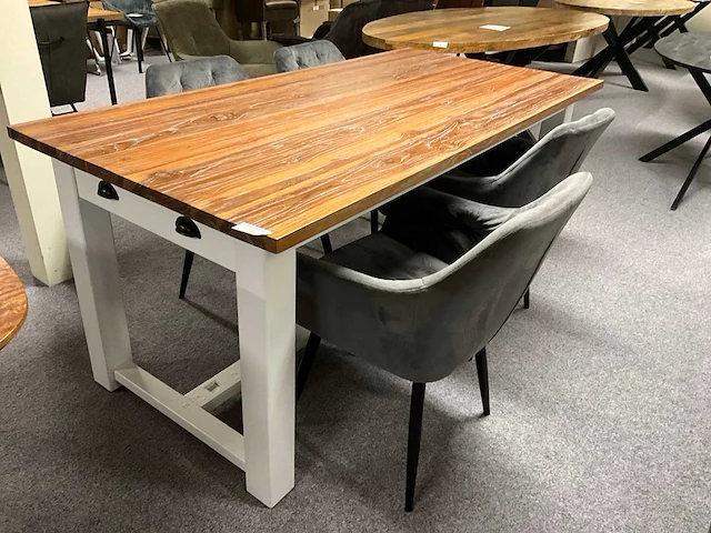 Eetkamertafel met 4 stoelen 60x57x82cm, zithoogte 47cm, tafel heeft 2x lade aan de kopse kant. - afbeelding 7 van  13