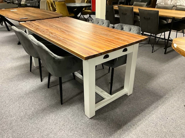 Eetkamertafel met 4 stoelen 60x57x82cm, zithoogte 47cm, tafel heeft 2x lade aan de kopse kant. - afbeelding 8 van  13