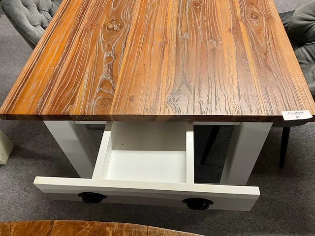 Eetkamertafel met 4 stoelen 60x57x82cm, zithoogte 47cm, tafel heeft 2x lade aan de kopse kant. - afbeelding 10 van  13