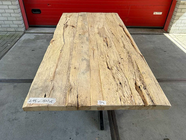 Eetkamertafel oud eiken (213 x 100) - afbeelding 1 van  5