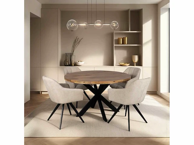 Eetkamertafel rond mango 100 cm - afbeelding 1 van  3