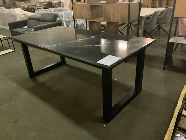 Eetkamertafel staal marmer - afbeelding 2 van  6