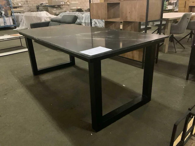 Eetkamertafel staal marmer - afbeelding 4 van  6