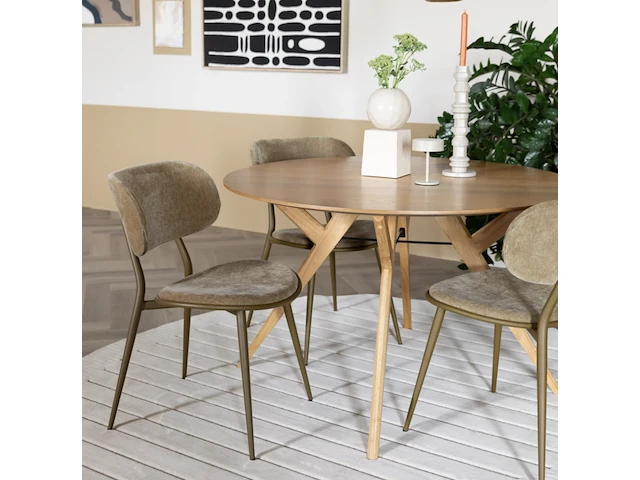 Eettafel - ø 120 - eiken zuiver, ijver, bruin - afbeelding 2 van  5