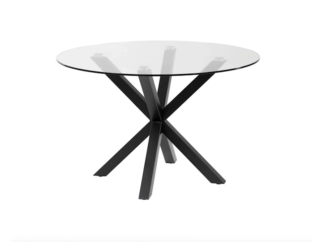 Eettafel - ø 120 cm - glas / zwart kave home, argo, zwart - afbeelding 1 van  4