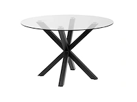Eettafel - ø 120 cm - glas / zwart kave home, argo, zwart - afbeelding 1 van  4