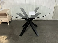 Eettafel - ø 120 cm - glas / zwart kave home, argo, zwart - afbeelding 3 van  4