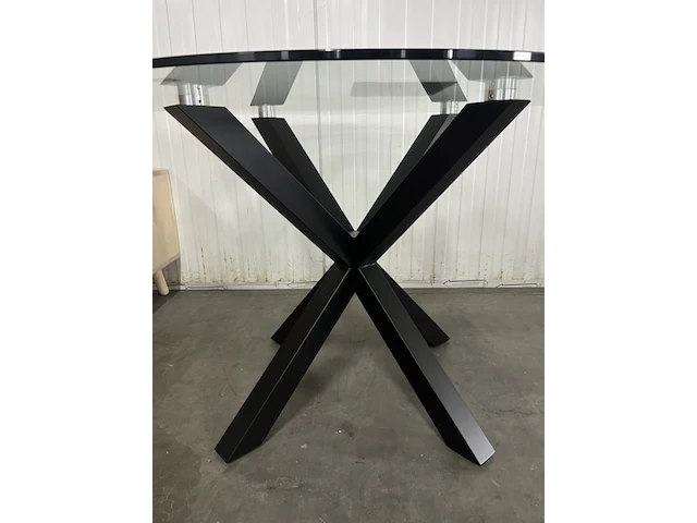 Eettafel - ø 120 cm - glas / zwart kave home, argo, zwart - afbeelding 4 van  4