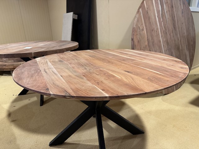 Eettafel, acaciahout, zwart metalen spinpoot - afbeelding 2 van  5