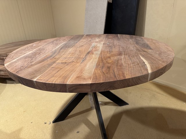 Eettafel, acaciahout, zwart metalen spinpoot - afbeelding 2 van  5