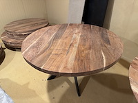 Eettafel, acaciahout, zwart metalen spinpoot - afbeelding 3 van  5