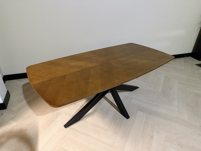 Eettafel – deens ovaal – visgraat bruin – 200 cm – nieuw onderstel richfield, deens, bruin, 2025 - afbeelding 2 van  3