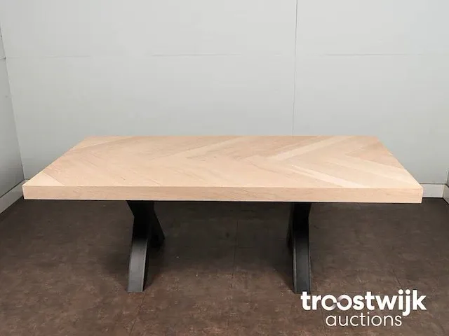 Eettafel eiken visgraat blad 220 x 98 cm - afbeelding 3 van  6