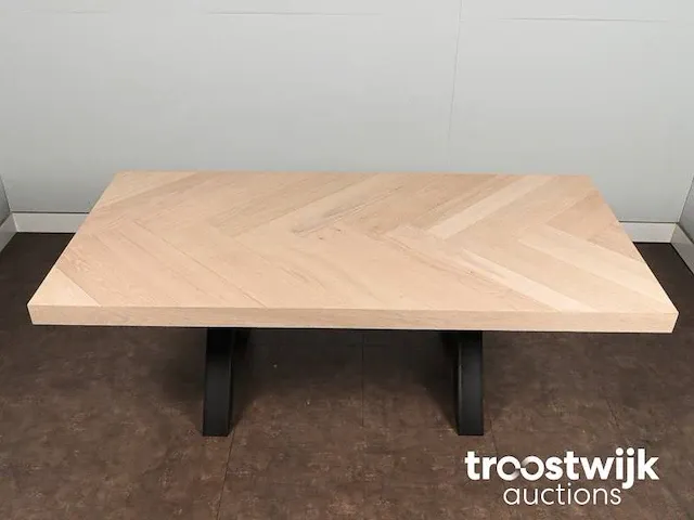 Eettafel eiken visgraat blad 220 x 98 cm - afbeelding 3 van  5