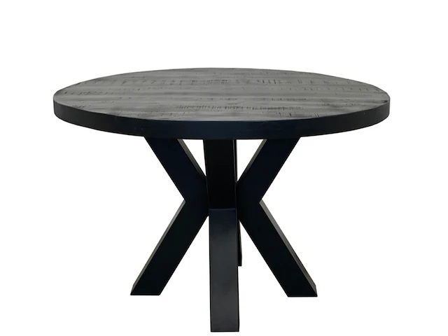 Eettafel mangohout rond zwart 120 cm, 2025 - afbeelding 1 van  2