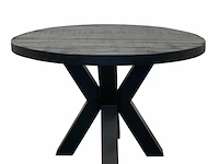 Eettafel mangohout rond zwart 120 cm, 2025 - afbeelding 1 van  2